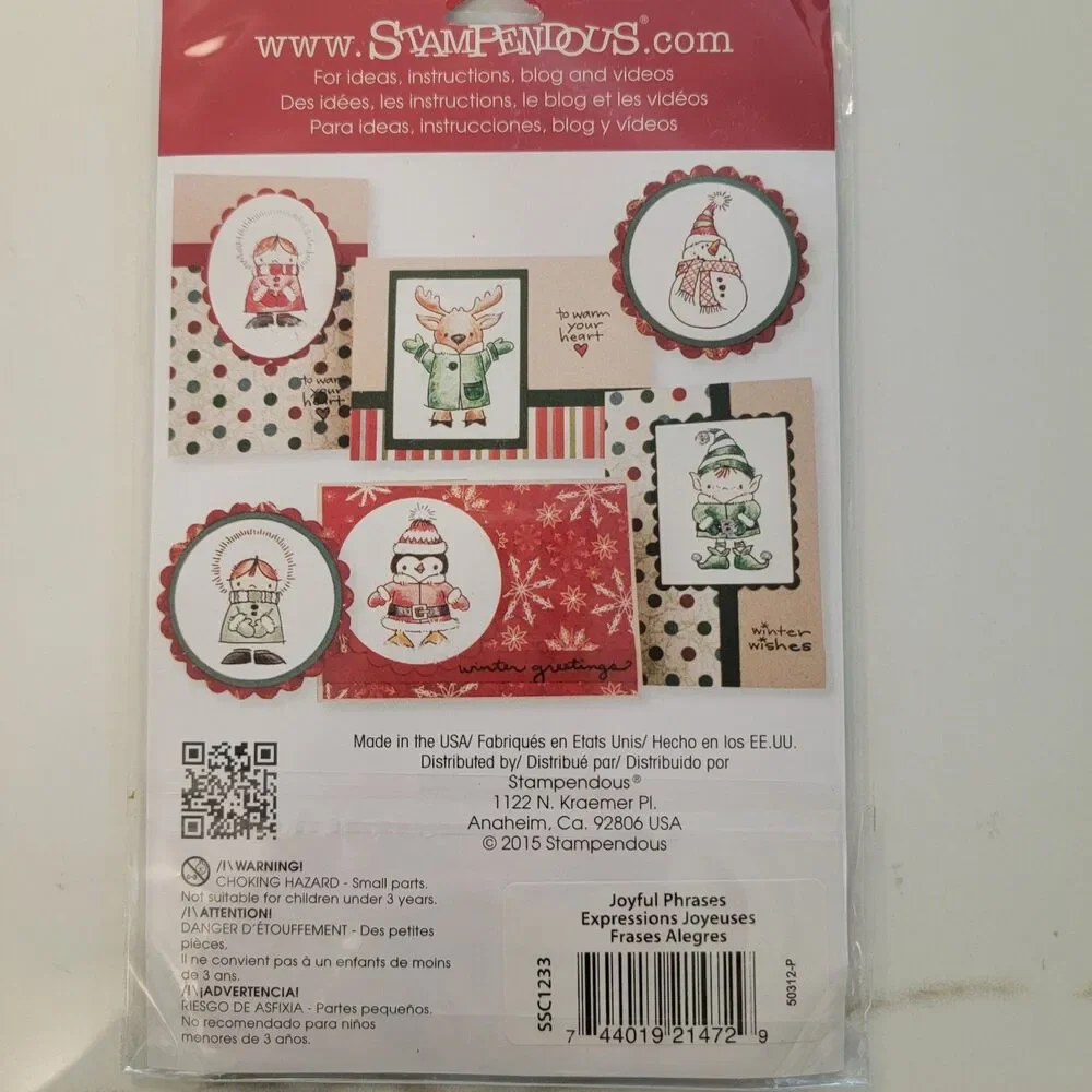 Stampendous JOYFUL PHRASES Clear Cling Stamp Set of 15 Clear Cling Stamp Set